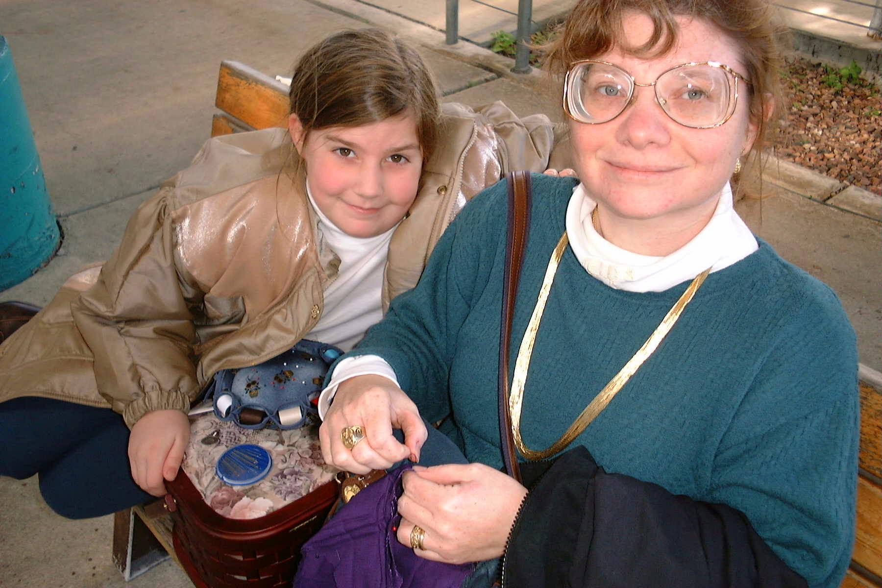 Linda and Danielle at the auto train station