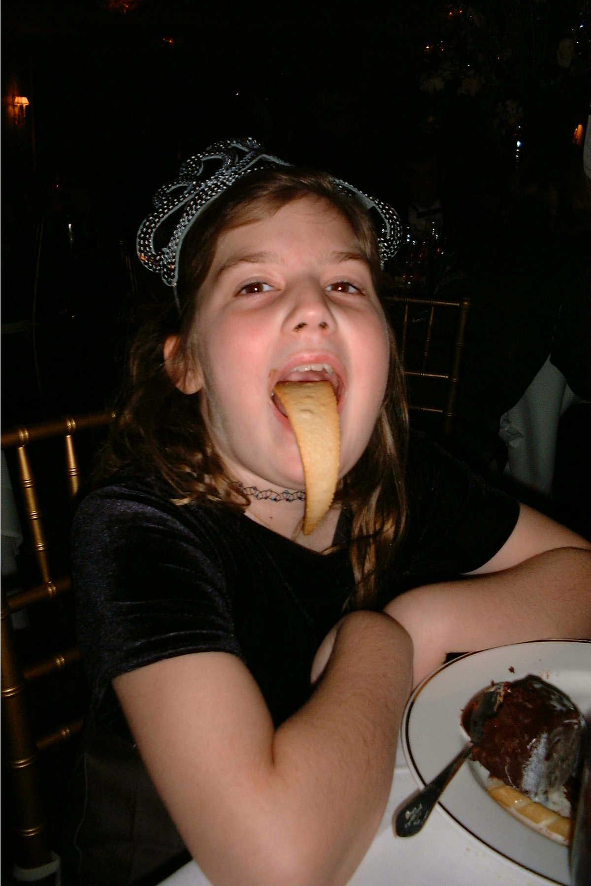 Danielle being silly at the New Year’s Eve dinner